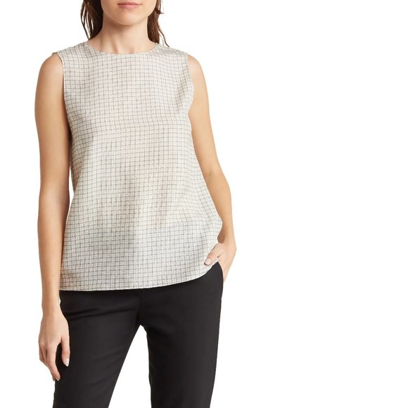 THEORY Grid Silk Shell Top, Petite - Picture 1 of 10